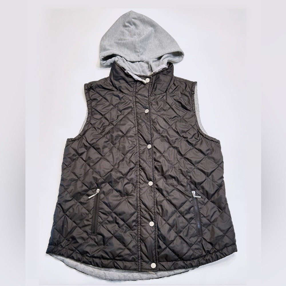 Daytrip black/gray hoodie vest • Large